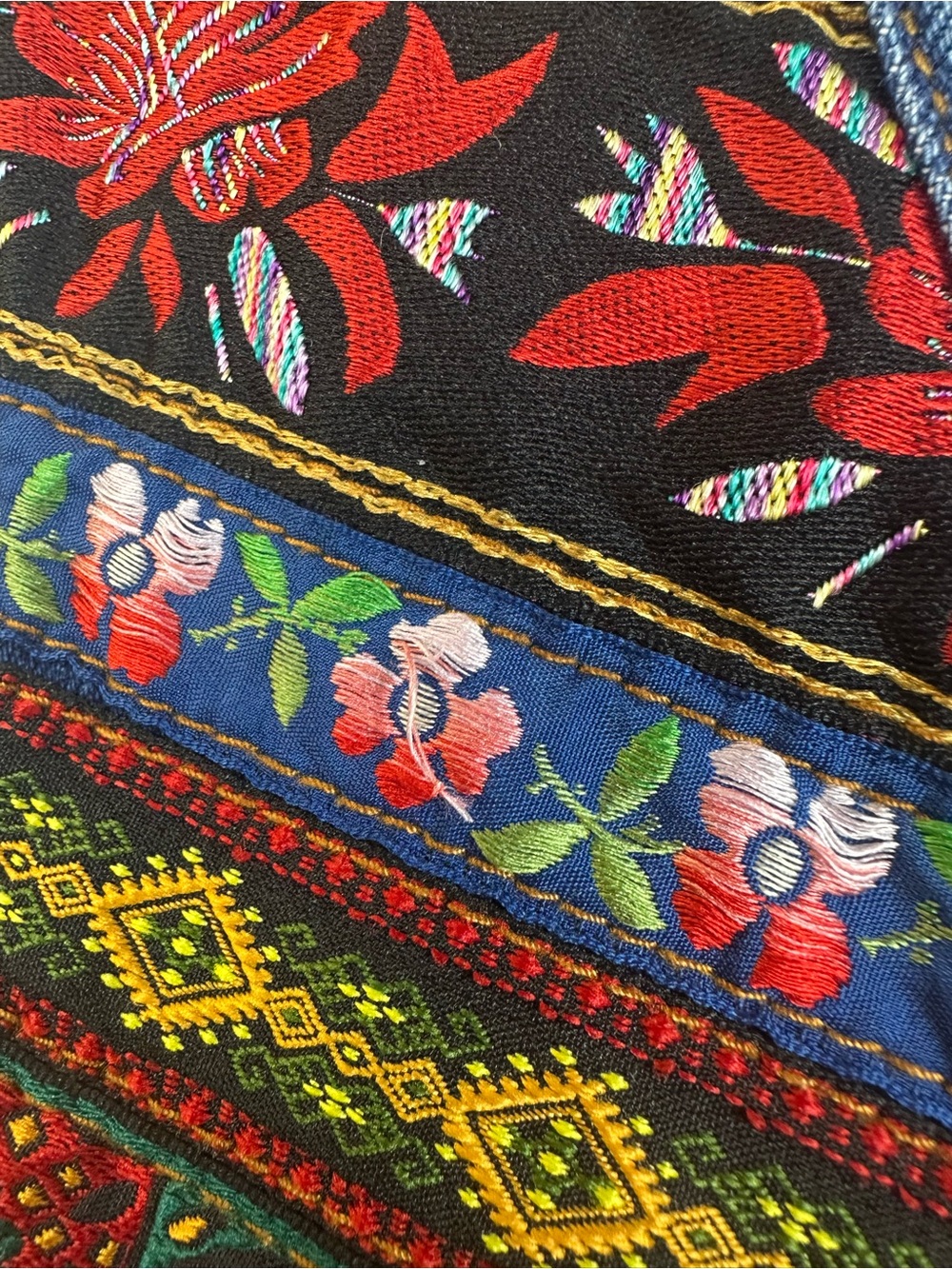 Pierre Cardin Denim Vest with Multi-Color Embroidered Panels - Picture 5 of 10